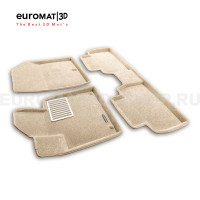 Текстильные 3D коврики Euromat3D Lux в салон для Hyundai Santa Fe (2018-) № EM3D-002704T Бежевые