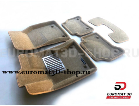 Текстильные 3D коврики Euromat3D Lux в салон для Jaguar XE (2016-) № EM3D-002752T Бежевые