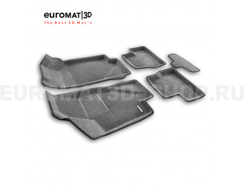 Текстильные 3D коврики Euromat3D Business в салон для Datsun On-Do (2014-2020) № EMC3D-005310G Серые
